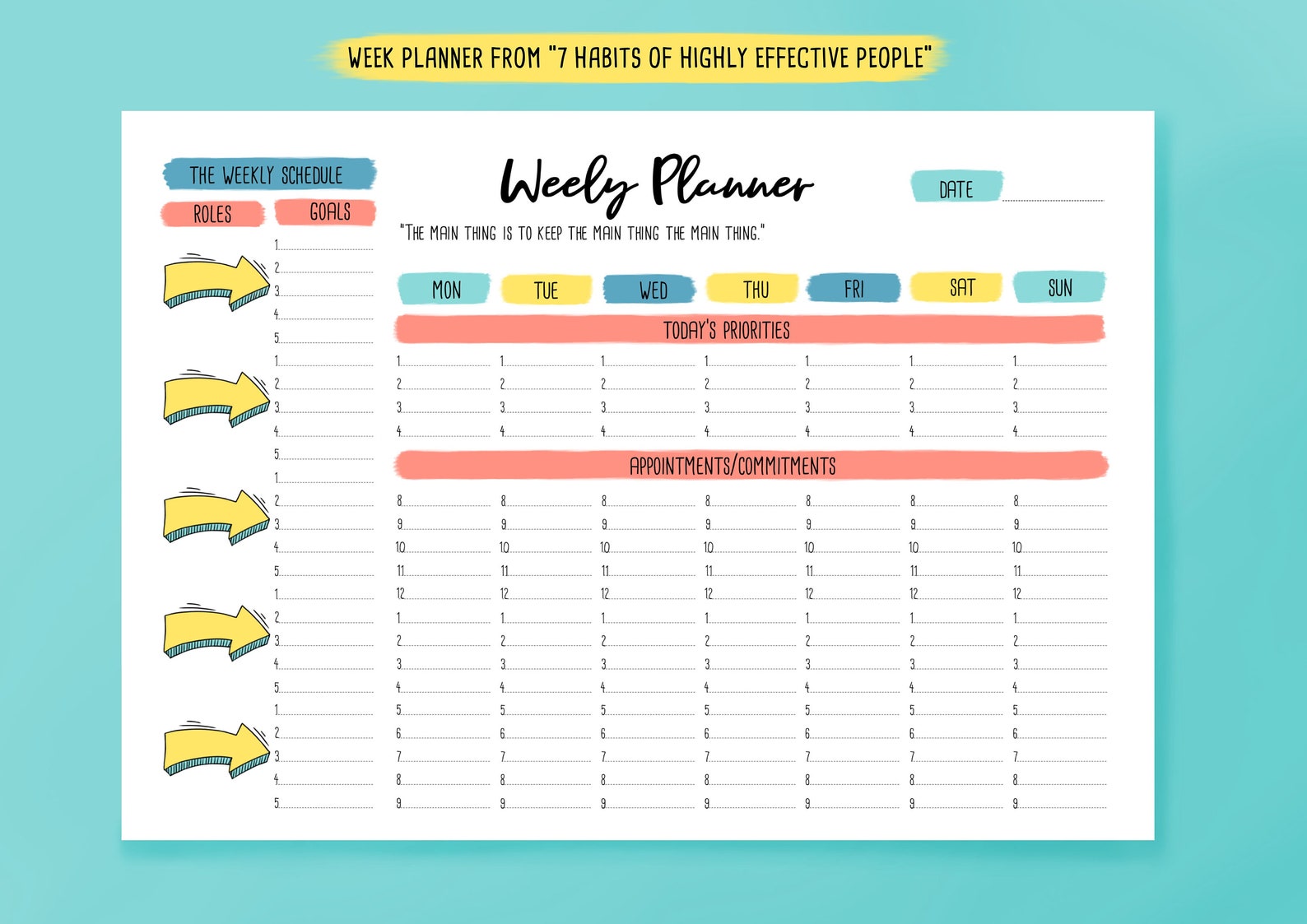 Week Planner From 7 Habits of Hihgly Effective Etsy