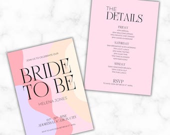 Elegant Pastel Hen Party Invitation Template | Printable Itinerary (Digital)