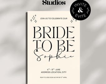 Minimal Hen Party Invitation Template | Editable Canva Itinerary | Bride To Be Weekend Invite | Printable & Digital Formats