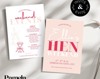 Minimal Hen Party Invitation Template | Editable Itinerary (Digital)