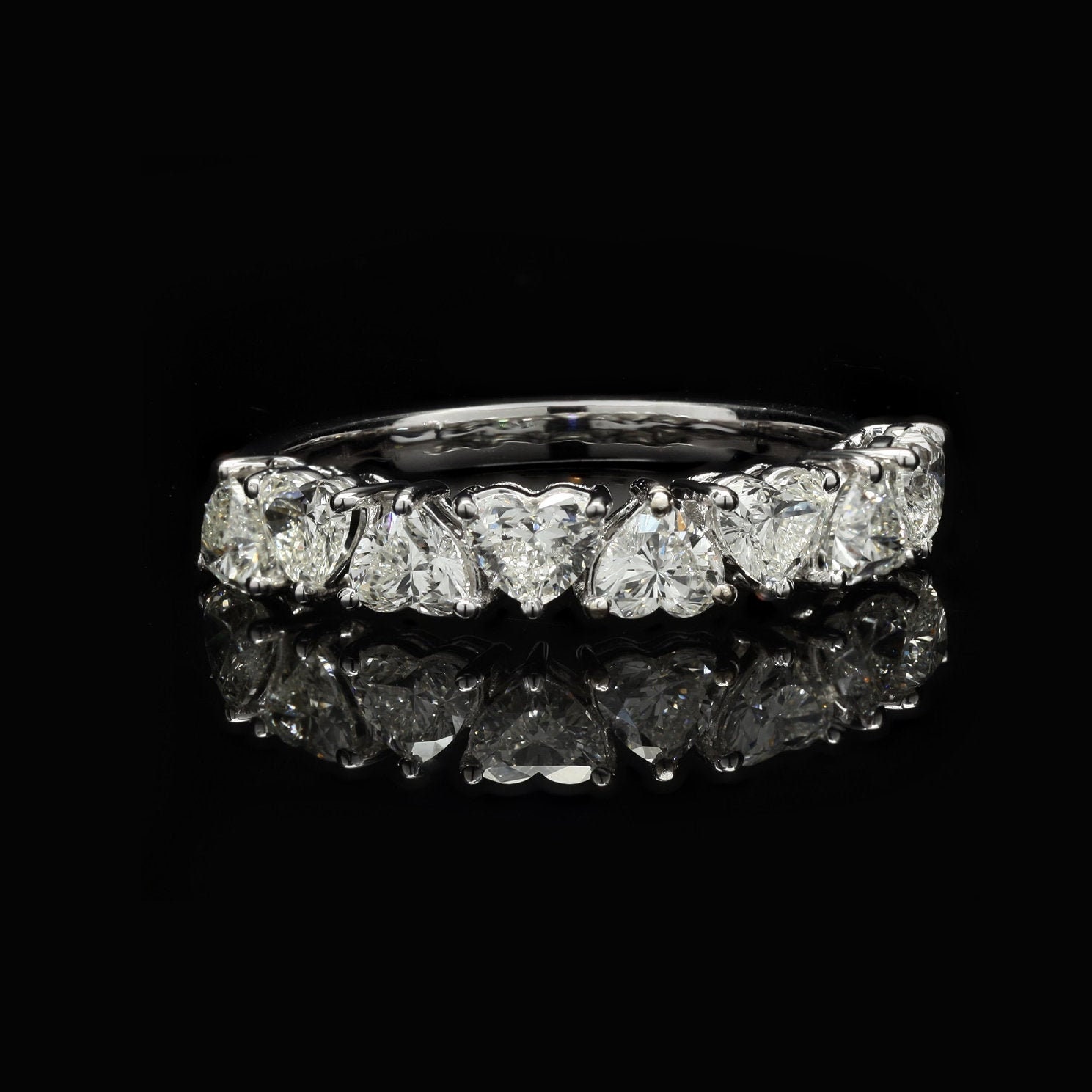 Heart Diamonds Half Eternity Ring in 18k gold/Real 0.190.20 Etsy