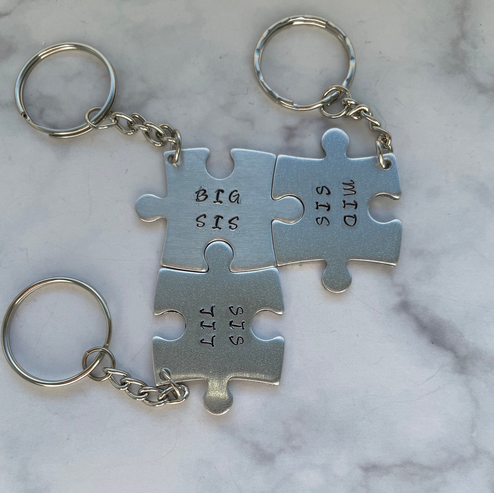 Sister Keyring Sibling Keyring Stamped Sibling Keychain Etsy