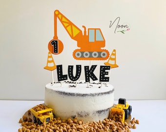 153 Personalised Premium Children/'s Birthday Glitter Digger Cake Topper
