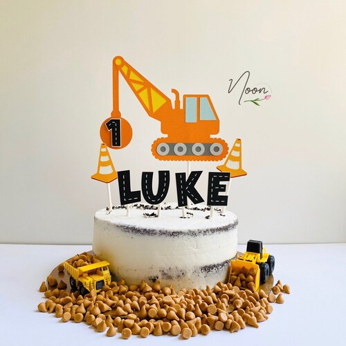 EDITABLE Construction Cake Topper Construction Birthday Etsy Australia
