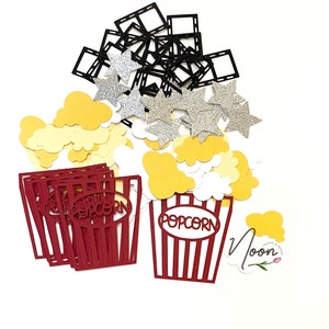 Movie Night Confetti, Movie Theater, Film, Popcorn Confetti, Star, Birthday Themed Party Decorations.