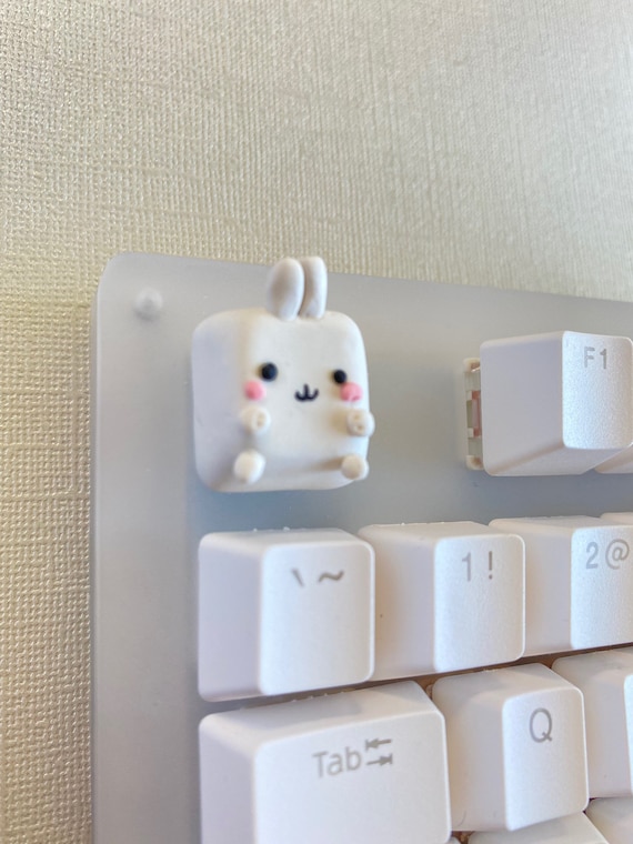 Cute Bunny Kawaii Key Cap | Keebs | Cute Keycaps | Clay Keycaps