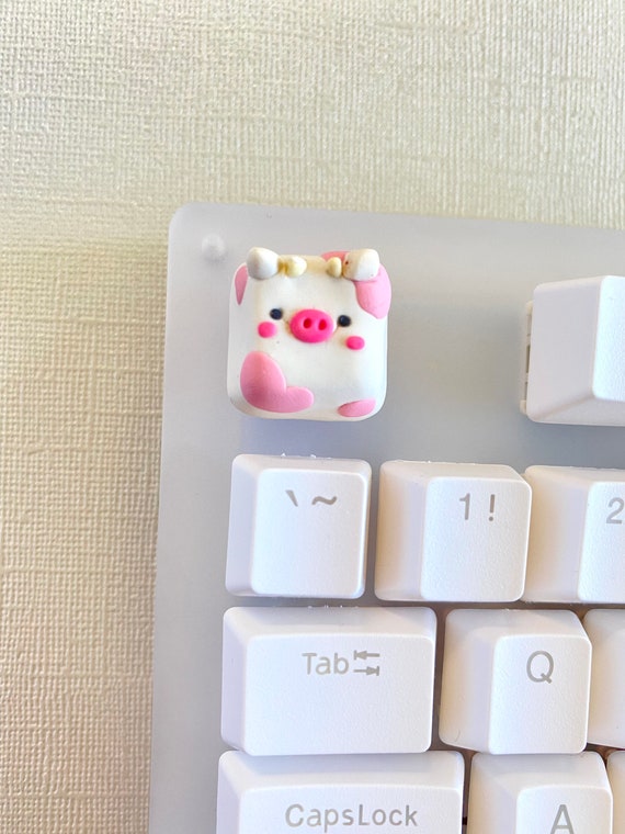 Strawberry Cow Artisan Kawaii Key Cap | Keebs | Cute Keycaps