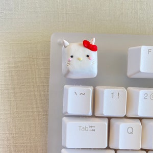 Cute Red Bow Tie Cat Artisan Kawaii Key Cap | Keebs | Cute Keycaps | Clay Keycaps | OEM Keycaps