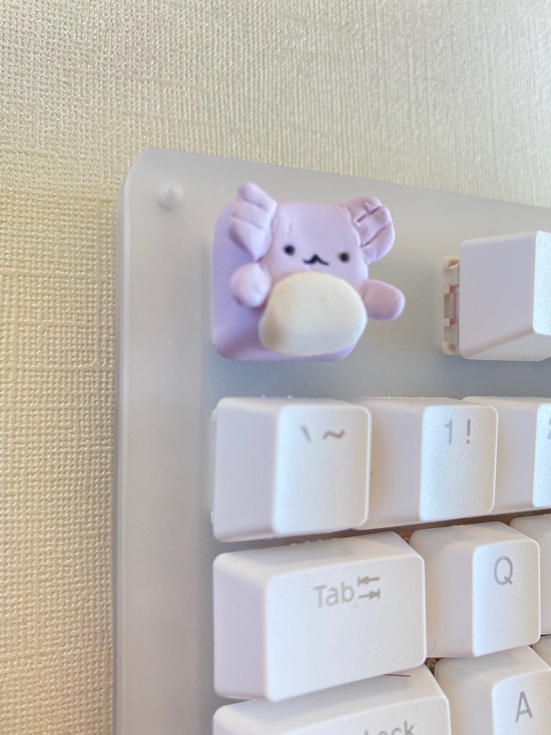 Squishy Purple Axolotl Kawaii Key Cap | Keebs | Cute Keycaps | Clay ...