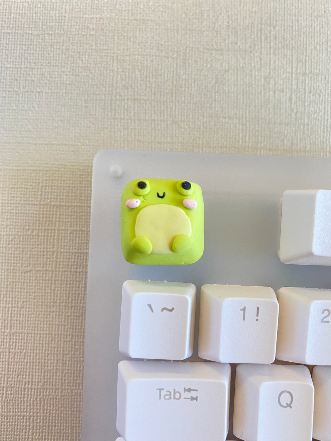 Green Frog Artisan Kawaii Key Cap Keebs Cute Keycaps Clay Keycaps Cute