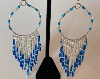 Handmade Earrings- shakira beaded earrings-Handmade Huichol Shakira Traditional Earrings- shakira glass beads