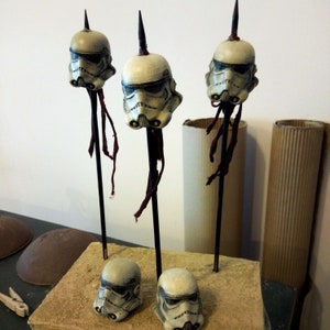 Star Wars Diorama Stormtrooper Helmets on Spikes for all scales 1/12 Black Series, 1/6 Hot Toys and 1/18 (3.75″) options