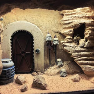 Star Wars Tatooine Desert Diorama / Display Box for 3.75″ (10 cm) action figures like Mandalorian and Boba Fett