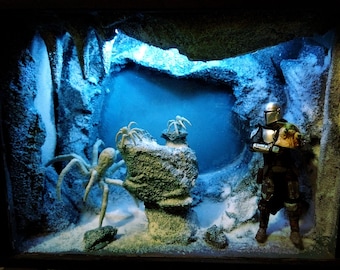 Caja de exhibición de dioramas de cueva de hielo de Star Wars: figuras de acción de 3,75"