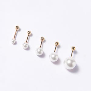 14K Solid Gold | Pearl Piercing Stud | White, Cream, Pink | Multiple Sizes 3mm–8mm |Everyday Earring Cartilage, Lobe, Helix,Tragus