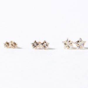 14K Gold Star Stud Earrings, Dainty Minimalist CZ, Tiny Gold Earrings 3mm 4mm 5mm, Simple Everyday Jewelry, Gift for Her