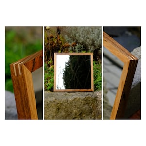 élégant miroir en bois 20 x 20 cm noyer