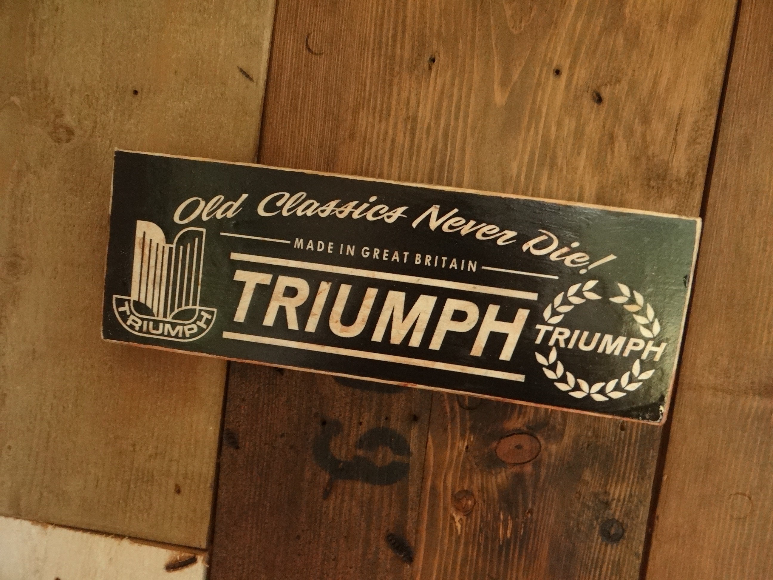 Triumph Classic car Wooden Vintage Style Sign Plaque Old | Etsy