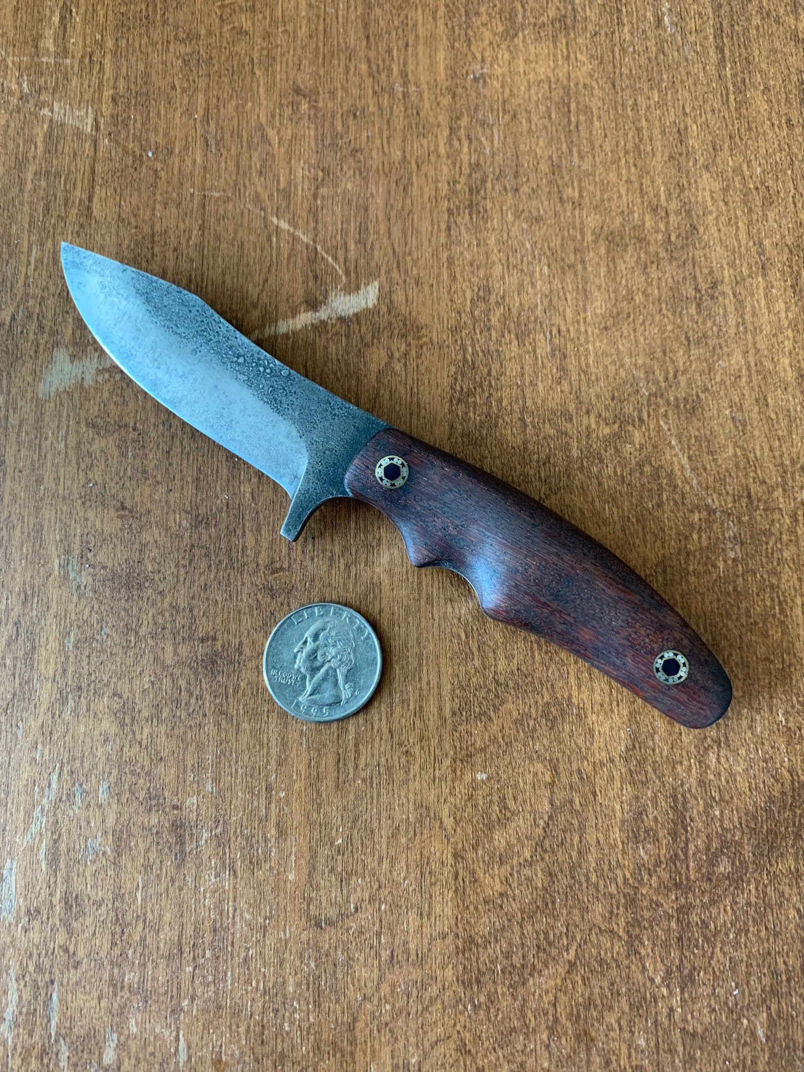Skinning Knife With Acacia Wood Handle and Mosaic Pins Etsy