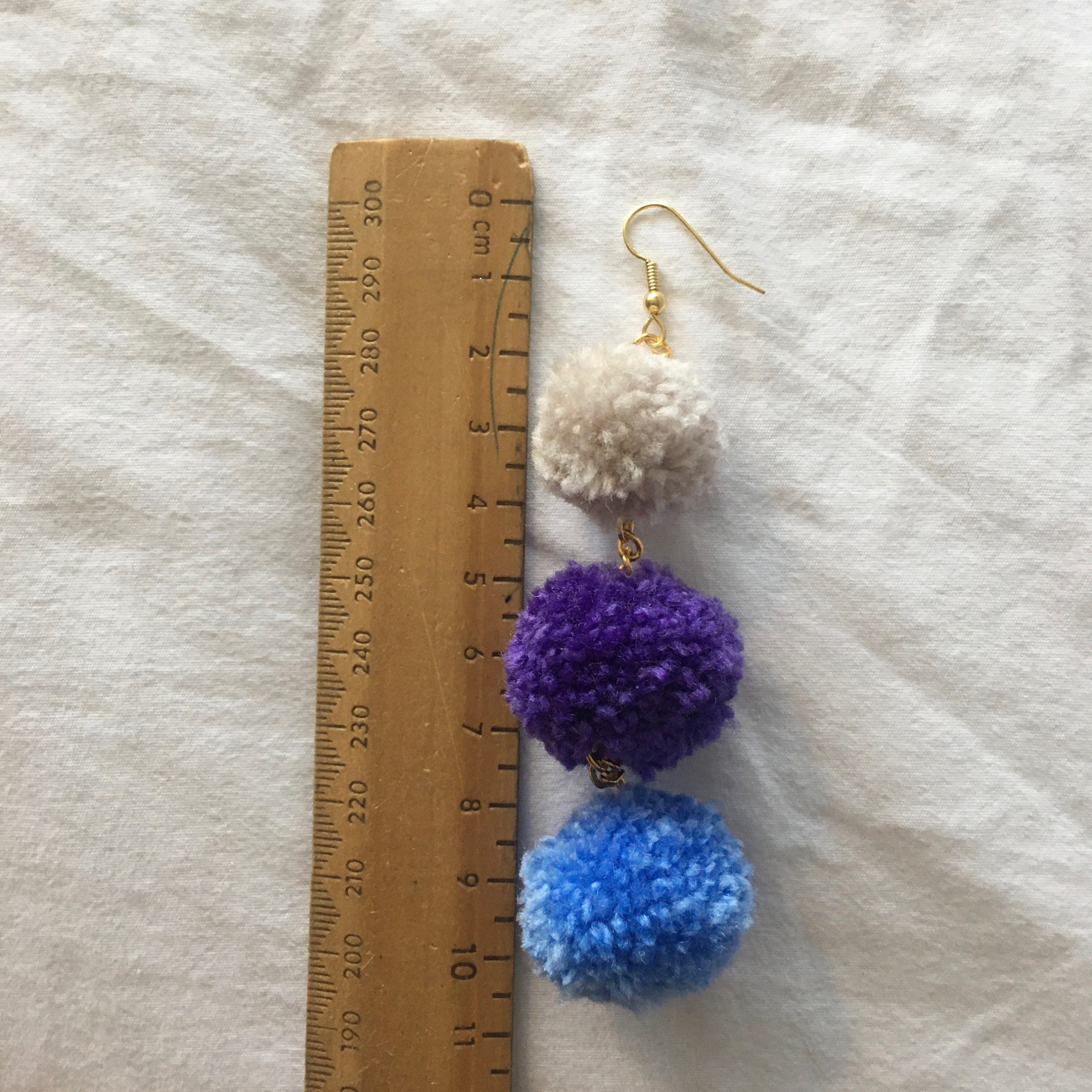 Handmade pom pom earrings customisable. Etsy