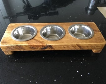 triple cat bowl stand
