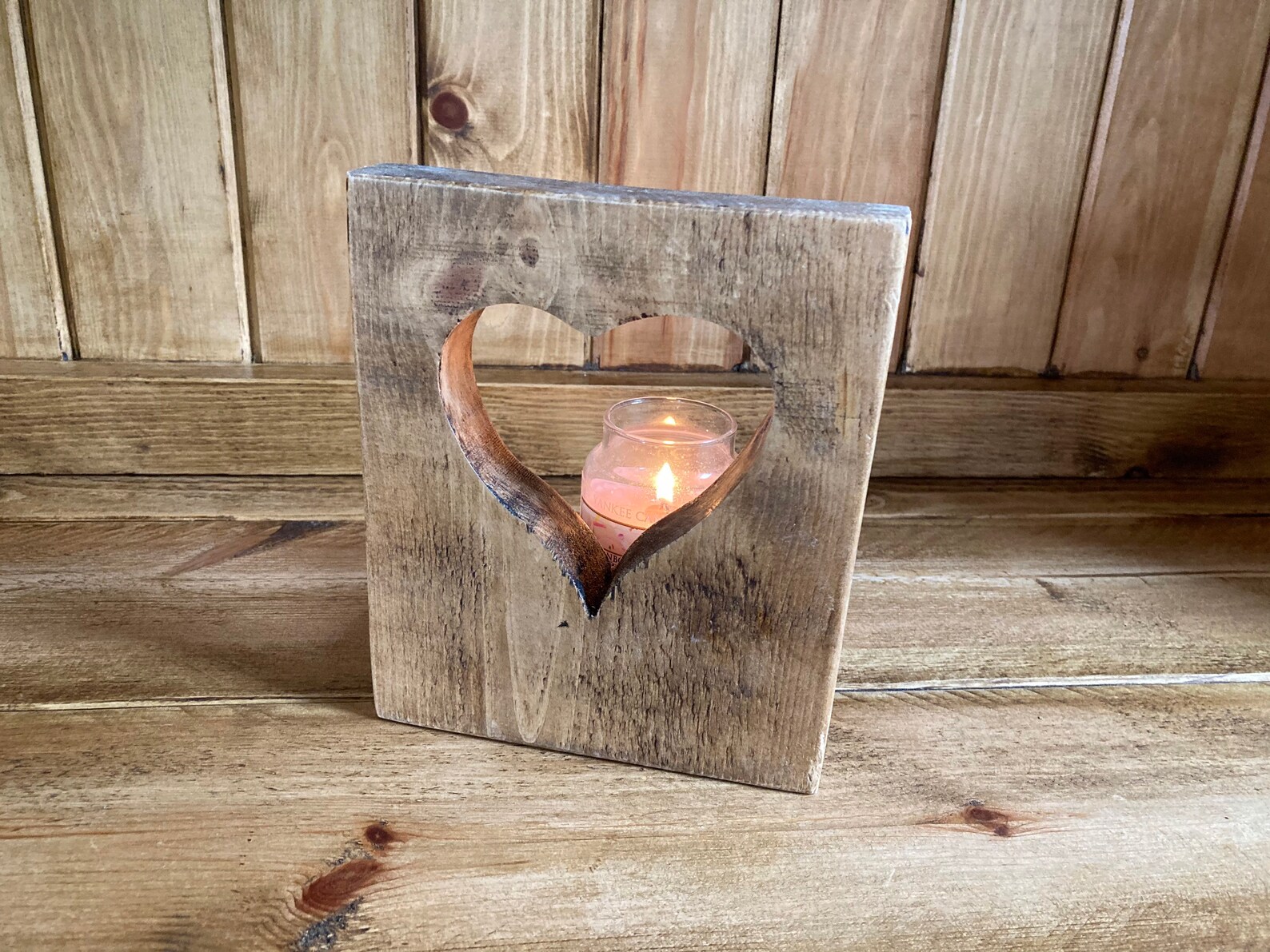 Heart Candle Holder Wooden Candle Holder Rustic Candle Etsy UK