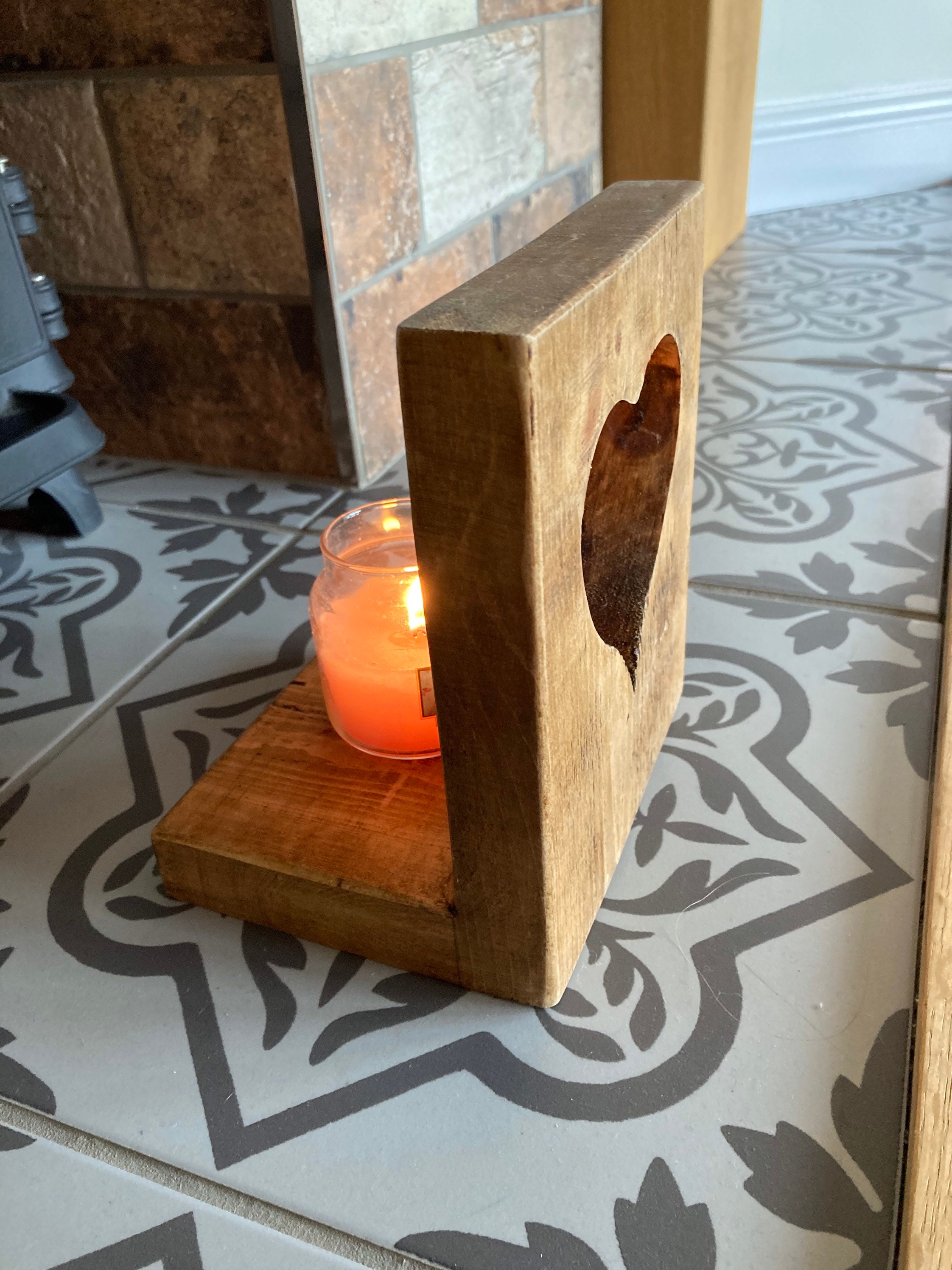 Heart Candle Holder Wooden Candle Holder Rustic Candle Etsy UK
