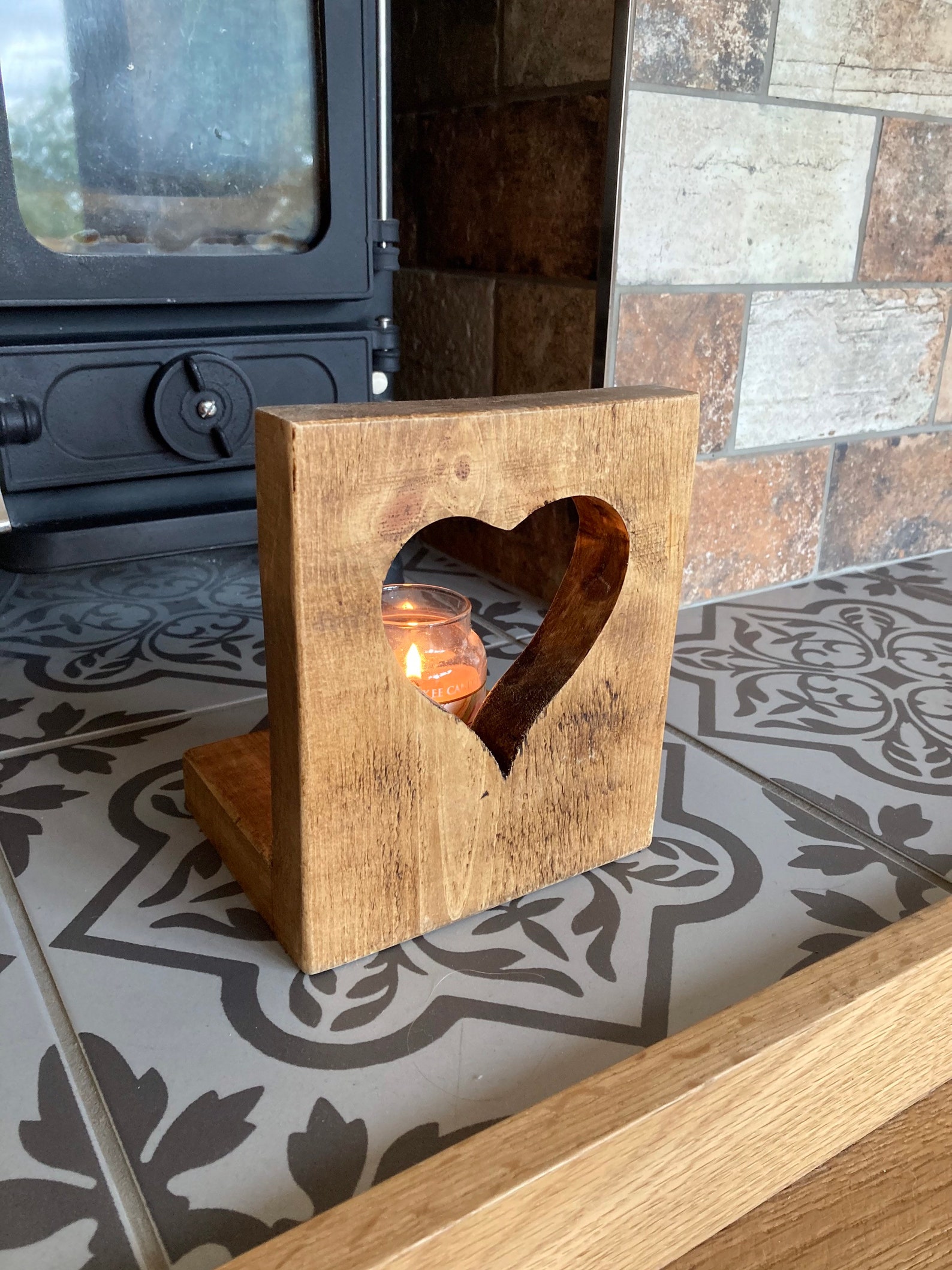 Heart Candle Holder Wooden Candle Holder Rustic Candle Etsy UK