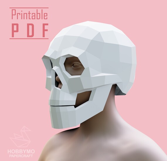 3D helmet low poly papercraft PDF mask DIY kits for adults