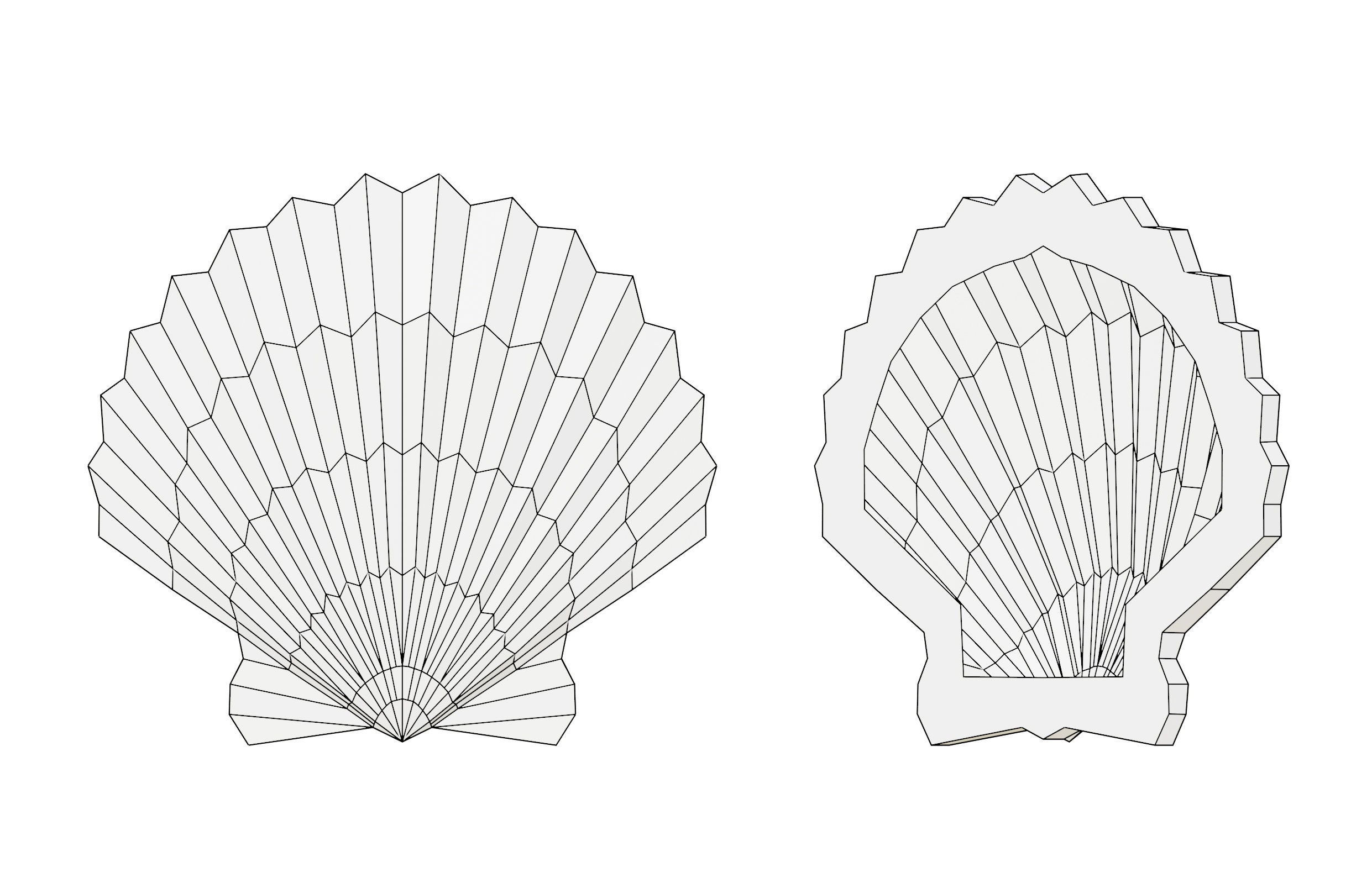 DIY Low Poly Scallop printable pdf template svg. Paper Etsy