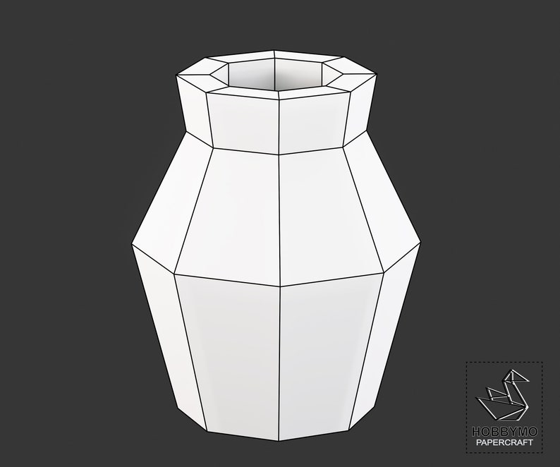 DIY Low Poly Vase H280mm printable Pdf Template. Paper Etsy