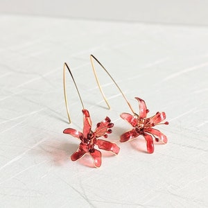Higanbana Spider Lily Earrings Handmade Gold Plated
