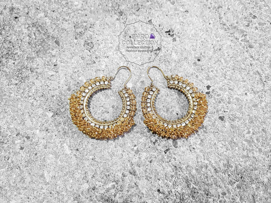 Golden earrings hoop earrings Pakistani earrings High | Etsy