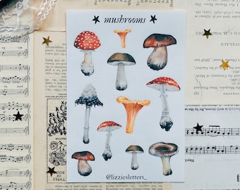 Mushrooms sticker sheet