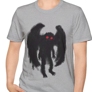 Mothman T-Shirt, Cryptid Shirt, Men&#39;s Women&#39;s Tee, Point Pleasant WV, Hand Drawn Design