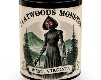 Creepy Flatwoods Monster Mug, Cryptid Coffee Cup 11, 15oz, West Virginia Vintage Illustration