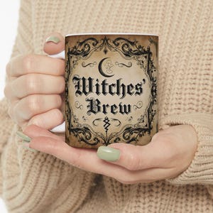 Witches&#39; Brew Ceramic Mug: Spooky Halloween Coffee Cup
