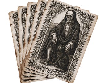 Gothic Death & Cat Playing Cards, Vintage Style Deck