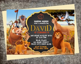 Lion King Invitation, Personalized Invitation 5x7" or 4x6"