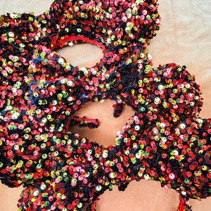 Merry & Bright Minnie Ears | Red/Gold Sequin Ears | Minnie Christmas Ears | Minnie Ears | Chunky Sequin | Disney Ears | Gifts for Disney