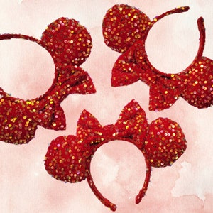 Incredibly Red Minnie Ears | Sequin Ears | Minnie Ears | Red Sequin | Disney Ears | Gifts for Disney Fans | Disney Vacation