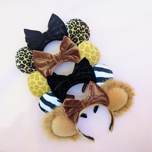 Oreilles de Minnie à imprimé animal | Zèbre | Lionne | Girafe | Oreilles du règne animal | Oreilles de Minnie | Oreilles Disney | Cadeaux pour les fans de Disney | Vacances Disney