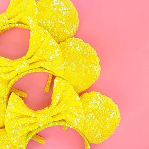 Lemon Squeezy Minnie Ears | Yellow Sequin Ears | Minnie Ears | Disney Ears | Gifts for Disney Fans | Disney Vacation