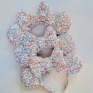 Sugar and Spice Sequin Minnie Ears | Cream Sequin Ears | Minnie Ears | Chunky Sequin | Disney Ears | Gifts for Disney Fans