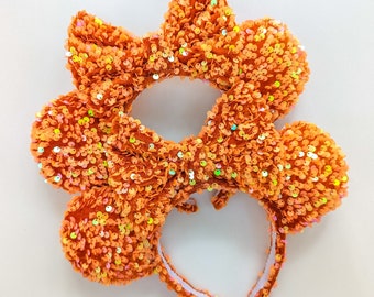 Pumpkin Spice Sequin Minnie Ears | Orange Sequin Ears | Minnie Ears | Chunky Sequin | Disney Ears | Gifts for Disney Fans