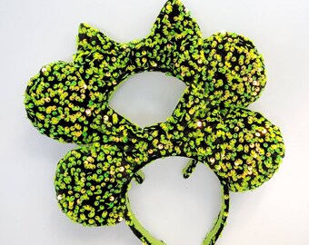 We Don&#39;t Talk About Bruno Sequin Minnie Ears | Green Sequin Ears | Minnie Ears | Chunky Sequin | Disney Ears | Gifts for Disney Fans