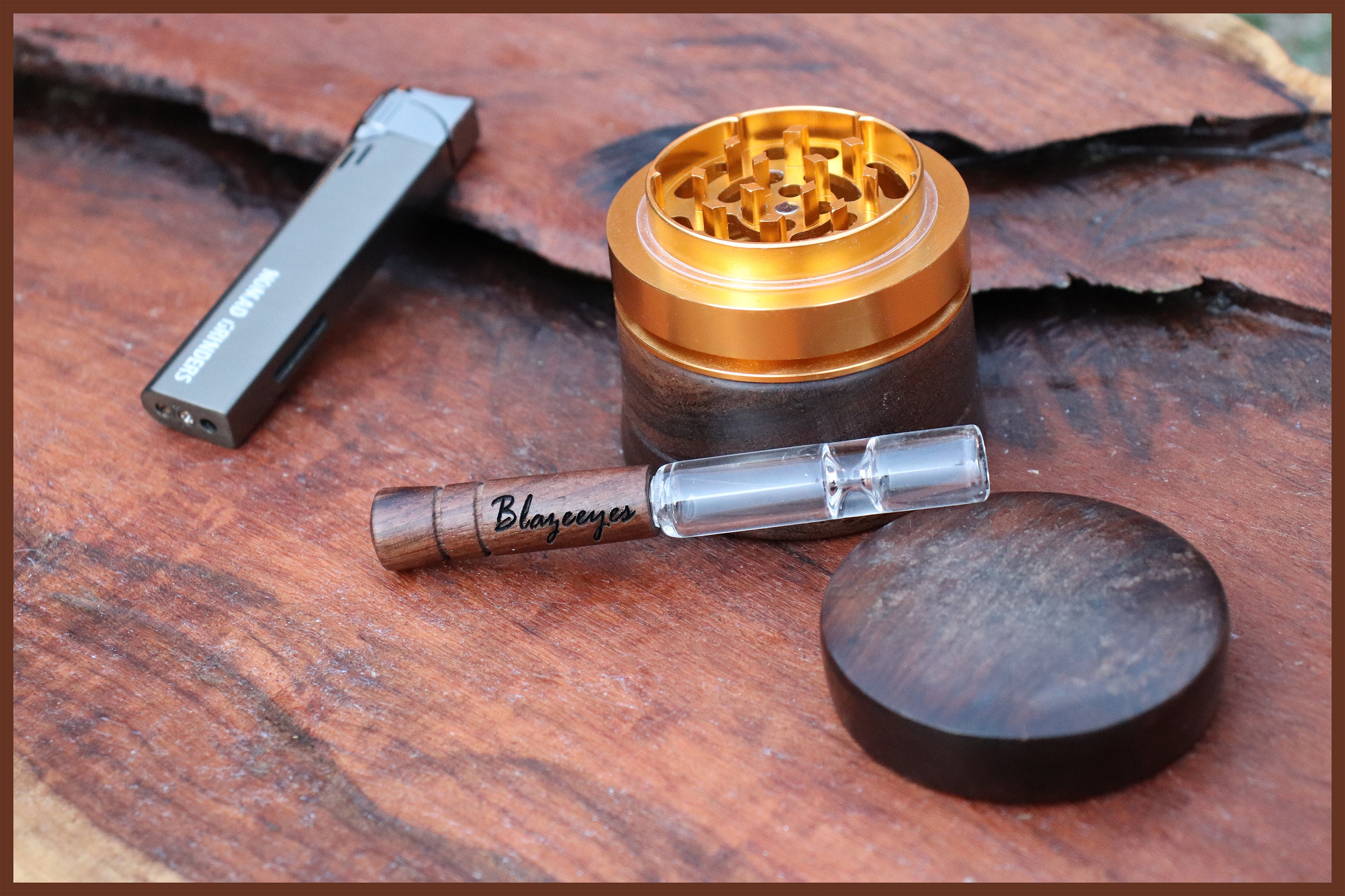 Premium Natural Wood & Glass Pipe Chillum Free Custom Text - Etsy Singapore