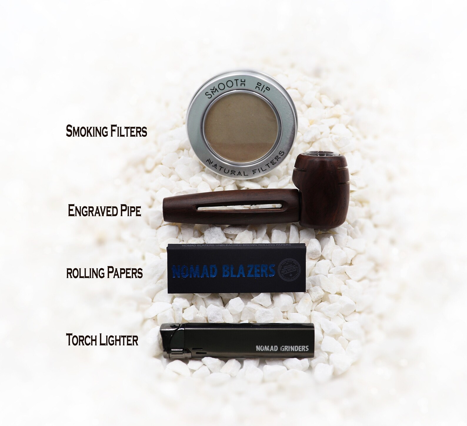 Engraved Natural Wood & Glass Pipe Kit Free Custom Text Etsy