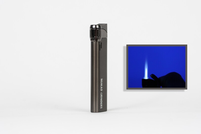 Blue Torch Lighter Sleek Gun Metal Steel Lighter 420 Etsy
