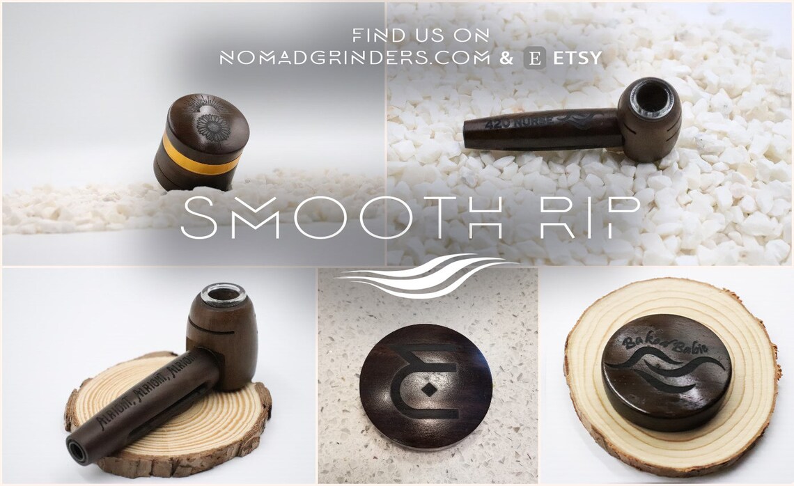 Engraved Natural Wood & Glass Pipe Kit Free Custom Text Etsy